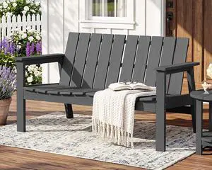 HDPE Outdoor Bench, 2-Person All-Weather Outdoor Bench, Patio Garden Bench with 660 lbs Capacity, Outdoor Patio Bench for Deck, Lawn, Garden, Grey HDPE Outdoor Bench, 2-Person All-Weather Outdoor Bench, Patio Garden Bench with 660 lbs Capacity, Outdoor Patio Bench for Deck, Lawn, Garden, Grey
