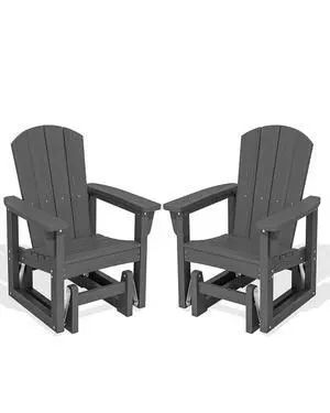 Outdoor Glider Chair Set of 2, HDPE Wood-Like Patio Glider Rocker All-Weather Porch Glider for Outside, Slate Gray Outdoor Glider Chair Set of 2, HDPE Wood-Like Patio Glider Rocker All-Weather Porch Glider for Outside, Slate Gray