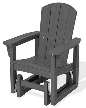 Outdoor Glider Chair, HDPE Wood-Like Patio Glider Rocker All-Weather Porch Glider for Outside, Slate Gray Outdoor Glider Chair, HDPE Wood-Like Patio Glider Rocker All-Weather Porch Glider for Outside, Slate Gray