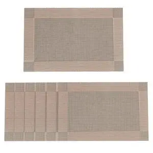 6-Pack Heat Resistant Placemats, Non-Slip Woven Vinyl Table Mats, Washable & Durable for Daily Meals, Indoor & Outdoor Use, Khaki 6-Pack Heat Resistant Placemats, Non-Slip Woven Vinyl Table Mats, Washable & Durable for Daily Meals, Indoor & Outdoor Use, Khaki