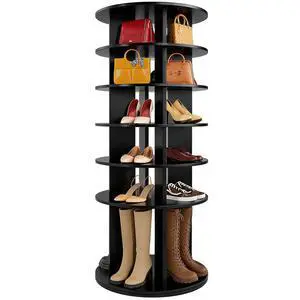 Rotating Shoe Rack Tower, 6-Tier Vertical Closet Storage Organizer for Shoes, Handbags & Tall Boots, 360° Spinning Lazy Susan Base, Space-Saving for Bedroom & Closet (Black) Rotating Shoe Rack Tower, 6-Tier Vertical Closet Storage Organizer for Shoes, Handbags & Tall Boots, 360° Spinning Lazy Susan Base, Space-Saving for Bedroom & Closet (Black)