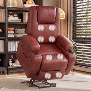 Power Lift Recliner Chair Electric Lift Recliner for Elderly Power Lift Recliner Chair with Cup Holders Side Pockets for Living Room (Leathaire, Dark Brown) Power Lift Recliner Chair Electric Lift Recliner for Elderly Power Lift Recliner Chair with Cup Holders Side Pockets for Living Room (Leathaire, Dark Brown)