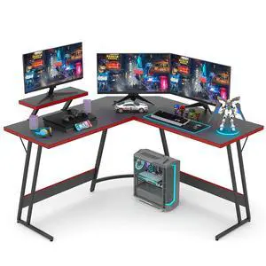 L Shaped Gaming Desk Computer Desk 51 Office Corner Desk with Monitor Stand Home Gaming Writing Study Table Workstation (Carbon Fibre Black) L Shaped Gaming Desk Computer Desk 51 Office Corner Desk with Monitor Stand Home Gaming Writing Study Table Workstation (Carbon Fibre Black)
