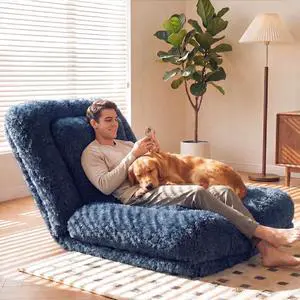 Human Dog Bed Adjustable, Foldable Human Dog Bed for Adult & Pets with Egg Orthopedic Foam, Adjustable Upholstered Big Bean Bed with 2 Soft Cushions for Living Room, Bedroom (Dark Blue) Human Dog Bed Adjustable, Foldable Human Dog Bed for Adult & Pets with Egg Orthopedic Foam, Adjustable Upholstered Big Bean Bed with 2 Soft Cushions for Living Room, Bedroom (Dark Blue)