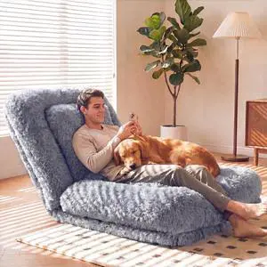 Human Dog Bed Adjustable, Foldable Human Dog Bed for Adult & Pets with Egg Orthopedic Foam, Adjustable Upholstered Big Bean Bed with 2 Soft Cushions for Living Room, Bedroom (Gray) Human Dog Bed Adjustable, Foldable Human Dog Bed for Adult & Pets with Egg Orthopedic Foam, Adjustable Upholstered Big Bean Bed with 2 Soft Cushions for Living Room, Bedroom (Gray)