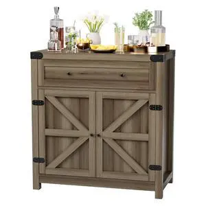 Coffee Bar Cabinet Farmhouse Kitchen Sideboard Buffet Cabinet with Drawer and Adjustable Shelf Barn Door Storage Cabinet for Kitchen, Dining Room, Bathroom, Entryway (Rustic Oak) Coffee Bar Cabinet Farmhouse Kitchen Sideboard Buffet Cabinet with Drawer and Adjustable Shelf Barn Door Storage Cabinet for Kitchen, Dining Room, Bathroom, Entryway (Rustic Oak)