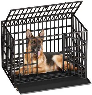 47/42/37 Inch Dog Crate, Large Dog Kennel Heavy Duty Steel Dog Cage with Double Doors Wheels Removable Tray, Escape Proof Large Dog Crate for Big Dogs (47.2'' L x 30''W x 34.6''H) 47/42/37 Inch Dog Crate, Large Dog Kennel Heavy Duty Steel Dog Cage with Double Doors Wheels Removable Tray, Escape Proof Large Dog Crate for Big Dogs (47.2'' L x 30''W x 34.6''H)