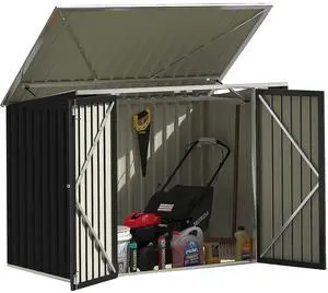 Outdoor Storage Shed 5.8 x 3.3 FT Metal Trash Shed Waterproof Outside Storage with Lid Chain Hydraulic Gas Rod for Trash Can Weeding Tools Outdoor Storage Shed 5.8 x 3.3 FT Metal Trash Shed Waterproof Outside Storage with Lid Chain Hydraulic Gas Rod for Trash Can Weeding Tools