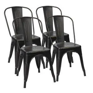 Metal Dining Chair Indoor Outdoor Use Stackable Chic Side Classic Trattoria Metal Chairs Set of 4 for Kitchen, Dining Room, Bistro and Cafe (Gold Black) Metal Dining Chair Indoor Outdoor Use Stackable Chic Side Classic Trattoria Metal Chairs Set of 4 for Kitchen, Dining Room, Bistro and Cafe (Gold Black)