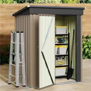 Metal Outdoor Storage Shed 5 x 3 FT Metal Shed with Lockable Door,Waterproof Garden Tool Shed Storage House for Backyard Patio Lawn, Brown Metal Outdoor Storage Shed 5 x 3 FT Metal Shed with Lockable Door,Waterproof Garden Tool Shed Storage House for Backyard Patio Lawn, Brown