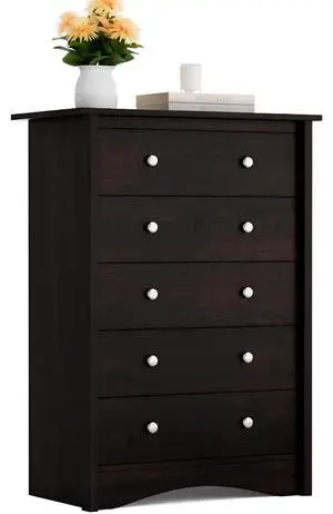 Tall Dresser for Bedroom, 5 Drawer Dresser, Chest of Drawers, Organizer Drawers, for Hallway Entryway (Brown) Tall Dresser for Bedroom, 5 Drawer Dresser, Chest of Drawers, Organizer Drawers, for Hallway Entryway (Brown)