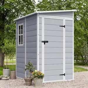 Outdoor Storage Shed, 5 x 4 FT Resin Shed with Floor and Lockable Door, Plastic Garden Tool Outside Sheds for Patio Backyard Lawn Outdoor Storage Shed, 5 x 4 FT Resin Shed with Floor and Lockable Door, Plastic Garden Tool Outside Sheds for Patio Backyard Lawn