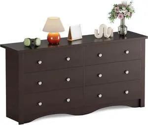 6 Drawer Dresser Chests for Bedroom, Storage Dressers Organizer with Anti-Tilt Devices, Modern Wide Wood Chest of Drawers for Living Room Hallway Entryway (Brown) 6 Drawer Dresser Chests for Bedroom, Storage Dressers Organizer with Anti-Tilt Devices, Modern Wide Wood Chest of Drawers for Living Room Hallway Entryway (Brown)