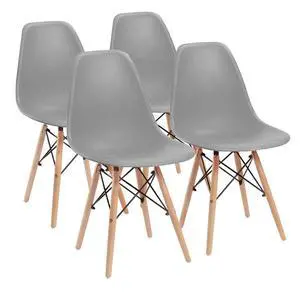 Pre Assembled Modern Style Dining Chair Mid Century Modern DSW Chair, Shell Lounge Plastic Chair for Kitchen, Dining, Bedroom, Living Room Side Chairs Set of 4(Gray) Pre Assembled Modern Style Dining Chair Mid Century Modern DSW Chair, Shell Lounge Plastic Chair for Kitchen, Dining, Bedroom, Living Room Side Chairs Set of 4(Gray)