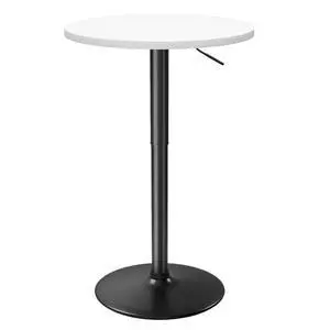 Bistro Pub Table Height Adjustable Round Bar Table 27.4-36 Inches, 360°Swivel Cocktail Table for Dining Room, Party, Café (1, White-Black) Bistro Pub Table Height Adjustable Round Bar Table 27.4-36 Inches, 360°Swivel Cocktail Table for Dining Room, Party, Café (1, White-Black)