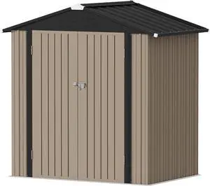 Outdoor Storage Shed 6 x 4 FT Lockable Metal Garden Shed Steel Anti-Corrosion Storage House with Double Lockable Door for Backyard Outdoor Patio (Brown) Outdoor Storage Shed 6 x 4 FT Lockable Metal Garden Shed Steel Anti-Corrosion Storage House with Double Lockable Door for Backyard Outdoor Patio (Brown)