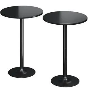 Round Bistro Pub Table Modern Style Metal Base MDF Top Cocktail Bar Table Counter Bar Height for Pub, Dining Room, Party (2, Full Black) Round Bistro Pub Table Modern Style Metal Base MDF Top Cocktail Bar Table Counter Bar Height for Pub, Dining Room, Party (2, Full Black)