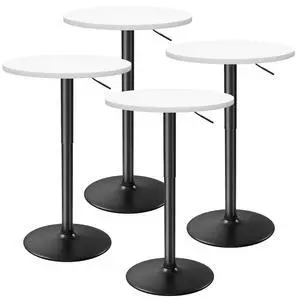 Bistro Pub Table Height Adjustable Round Bar Table 27.4-36 Inches, 360°Swivel Cocktail Table for Dining Room, Party, Café (4, White-Black) Bistro Pub Table Height Adjustable Round Bar Table 27.4-36 Inches, 360°Swivel Cocktail Table for Dining Room, Party, Café (4, White-Black)
