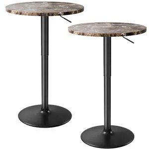Bistro Pub Table Height Adjustable Round Bar Table 27.4-36 Inches, 360°Swivel Cocktail Table for Dining Room, Party, Café (2, Marble-Black) Bistro Pub Table Height Adjustable Round Bar Table 27.4-36 Inches, 360°Swivel Cocktail Table for Dining Room, Party, Café (2, Marble-Black)