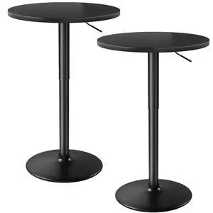 Bistro Pub Table Height Adjustable Round Bar Table 27.4-36 Inches, 360°Swivel Cocktail Table for Dining Room, Party, Café (2, Black) Bistro Pub Table Height Adjustable Round Bar Table 27.4-36 Inches, 360°Swivel Cocktail Table for Dining Room, Party, Café (2, Black)