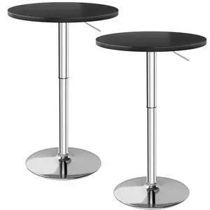 Bistro Pub Table Height Adjustable Round Bar Table 27.4-36 Inches, 360°Swivel Cocktail Table for Dining Room, Party, Café (2, Black-Silver) Bistro Pub Table Height Adjustable Round Bar Table 27.4-36 Inches, 360°Swivel Cocktail Table for Dining Room, Party, Café (2, Black-Silver)