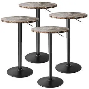 Bistro Pub Table Height Adjustable Round Bar Table 27.4-36 Inches, 360°Swivel Cocktail Table for Dining Room, Party, Café (4, Marble-Black) Bistro Pub Table Height Adjustable Round Bar Table 27.4-36 Inches, 360°Swivel Cocktail Table for Dining Room, Party, Café (4, Marble-Black)