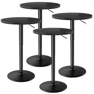 Bistro Pub Table Height Adjustable Round Bar Table 27.4-36 Inches, 360°Swivel Cocktail Table for Dining Room, Party, Café (4, Black) Bistro Pub Table Height Adjustable Round Bar Table 27.4-36 Inches, 360°Swivel Cocktail Table for Dining Room, Party, Café (4, Black)