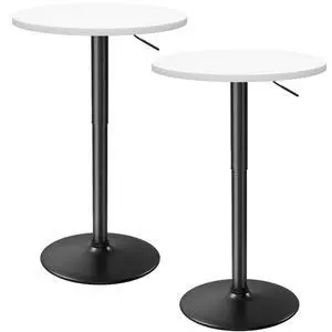 Bistro Pub Table Height Adjustable Round Bar Table 27.4-36 Inches, 360°Swivel Cocktail Table for Dining Room, Party, Café(2, White-Black) Bistro Pub Table Height Adjustable Round Bar Table 27.4-36 Inches, 360°Swivel Cocktail Table for Dining Room, Party, Café(2, White-Black)