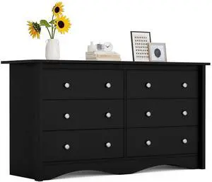 Dresser for Bedroom, 6 Wood Dresser, Chest of Drawers, for TV up to 65 inch, TV Stand Storage Chest of Drawers for Hallway Entryway (Black) Dresser for Bedroom, 6 Wood Dresser, Chest of Drawers, for TV up to 65 inch, TV Stand Storage Chest of Drawers for Hallway Entryway (Black)