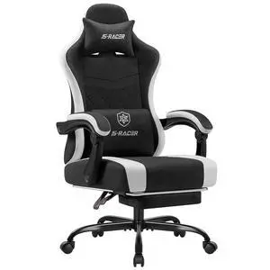 Gaming Chair with Massage & Footrest, Ergonomic Computer Office Chair, High-Back Racing Style Reclining Chair with Adjustable Lumbar Support, Breathable Tech Fabric for Adults (Black) Gaming Chair with Massage & Footrest, Ergonomic Computer Office Chair, High-Back Racing Style Reclining Chair with Adjustable Lumbar Support, Breathable Tech Fabric for Adults (Black)
