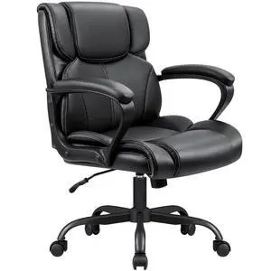 Mid Back Executive Office Chair Swivel Computer Task Chair with Armrests,Ergonomic Leather-Padded Desk Chair with Lumbar Support Mid Back Executive Office Chair Swivel Computer Task Chair with Armrests,Ergonomic Leather-Padded Desk Chair with Lumbar Support