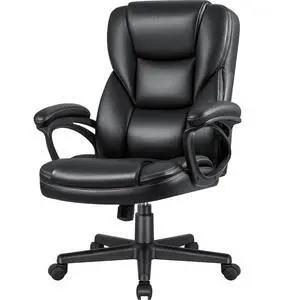 Executive Office Chair High Back Managerial Home Desk Chair, Adjustable Swivel Computer PU Leather Chair with Lumbar Support (Black) Executive Office Chair High Back Managerial Home Desk Chair, Adjustable Swivel Computer PU Leather Chair with Lumbar Support (Black)