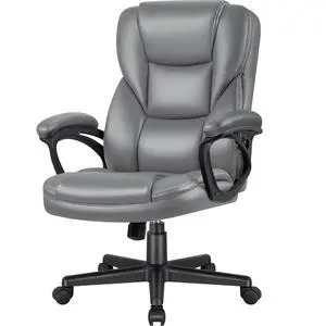 Executive Office Chair High Back Managerial Home Desk Chair, Adjustable Swivel Computer PU Leather Chair with Lumbar Support (Gray) Executive Office Chair High Back Managerial Home Desk Chair, Adjustable Swivel Computer PU Leather Chair with Lumbar Support (Gray)