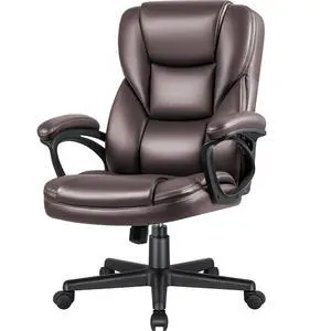 Executive Office Chair High Back Managerial Home Desk Chair, Adjustable Swivel Computer PU Leather Chair with Lumbar Support (Brown) Executive Office Chair High Back Managerial Home Desk Chair, Adjustable Swivel Computer PU Leather Chair with Lumbar Support (Brown)