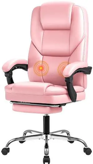 Executive Office Chair with Foot Rest Big and Tall Office Chair Ergonomic Home Office Desk Chairs Reclining High Back Leather Chair with Lumbar Support, 400LBS (Pink) Executive Office Chair with Foot Rest Big and Tall Office Chair Ergonomic Home Office Desk Chairs Reclining High Back Leather Chair with Lumbar Support, 400LBS (Pink)