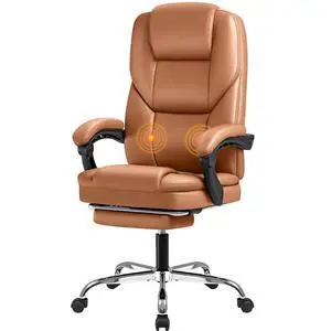Executive Office Chair with Foot Rest Big and Tall Office Chair Ergonomic Home Office Desk Chairs Reclining High Back Leather Chair with Lumbar Support, 400LBS (Brown) Executive Office Chair with Foot Rest Big and Tall Office Chair Ergonomic Home Office Desk Chairs Reclining High Back Leather Chair with Lumbar Support, 400LBS (Brown)