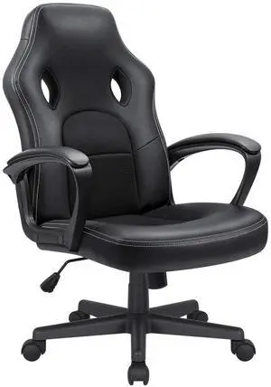 Office Gaming Chair High Back Leather Computer Chairs Ergonomic Height Adjustable Racing Game Desk Chair Executive Conference Task Chair (Black) Office Gaming Chair High Back Leather Computer Chairs Ergonomic Height Adjustable Racing Game Desk Chair Executive Conference Task Chair (Black)