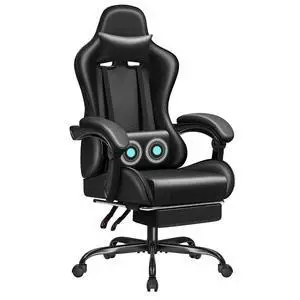 Gaming Chair Ergonomic Computer Chair with Footrest and Massage Lumbar Support, Height Adjustable Video Gaming Chair with 360° Swivel Seat and Headrest (Black) Gaming Chair Ergonomic Computer Chair with Footrest and Massage Lumbar Support, Height Adjustable Video Gaming Chair with 360° Swivel Seat and Headrest (Black)