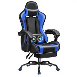 Gaming Chair Ergonomic Computer Chair with Footrest and Massage Lumbar Support, Height Adjustable Video Gaming Chair with 360° Swivel Seat and Headrest (Blue) Gaming Chair Ergonomic Computer Chair with Footrest and Massage Lumbar Support, Height Adjustable Video Gaming Chair with 360° Swivel Seat and Headrest (Blue)