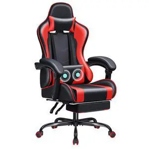 Gaming Chair Ergonomic Computer Chair with Footrest and Massage Lumbar Support, Height Adjustable Video Gaming Chair with 360° Swivel Seat and Headrest (Red) Gaming Chair Ergonomic Computer Chair with Footrest and Massage Lumbar Support, Height Adjustable Video Gaming Chair with 360° Swivel Seat and Headrest (Red)