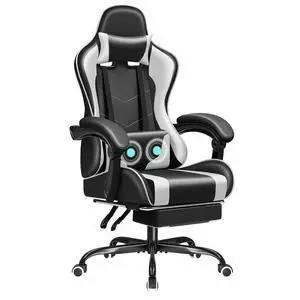 Gaming Chair Ergonomic Computer Chair with Footrest and Massage Lumbar Support, Height Adjustable Video Gaming Chair with 360° Swivel Seat and Headrest (White) Gaming Chair Ergonomic Computer Chair with Footrest and Massage Lumbar Support, Height Adjustable Video Gaming Chair with 360° Swivel Seat and Headrest (White)
