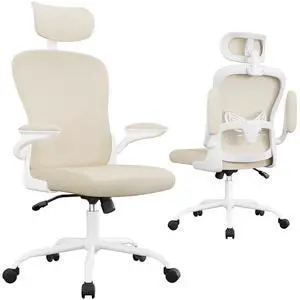 Ergonomic Office Chair Executive High Back Computer Desk Chair with 3D Adjustable Headrest, Adjustable Lumbar Support Armrests for Home Office (Light Beige) Ergonomic Office Chair Executive High Back Computer Desk Chair with 3D Adjustable Headrest, Adjustable Lumbar Support Armrests for Home Office (Light Beige)