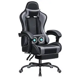 Gaming Chair Ergonomic Computer Chair with Footrest and Massage Lumbar Support, Height Adjustable Video Gaming Chair with 360° Swivel Seat and Headrest (Grey) Gaming Chair Ergonomic Computer Chair with Footrest and Massage Lumbar Support, Height Adjustable Video Gaming Chair with 360° Swivel Seat and Headrest (Grey)
