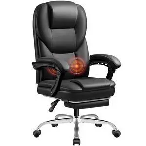 Massage Big and Tall Executive Chair with Footrest and Lumbar Support, 400LBS Reclining Ergonomic High Back Chair for Home Office (Black) Massage Big and Tall Executive Chair with Footrest and Lumbar Support, 400LBS Reclining Ergonomic High Back Chair for Home Office (Black)