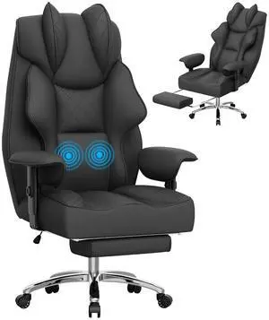 Big and Tall Massage Office Chair,Reclining High Back Ergonomic Home Office Desk Chair with Adjustable Padded Armrest and Foot Rest (Mesh, Black) Big and Tall Massage Office Chair,Reclining High Back Ergonomic Home Office Desk Chair with Adjustable Padded Armrest and Foot Rest (Mesh, Black)