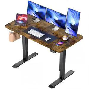 Standing Desk Electric Adjustable Desk Large 48 x 24 Sit Stand Up Desk Home Office Computer Desk Memory Preset with T-Shaped Metal Bracket, Brown Standing Desk Electric Adjustable Desk Large 48 x 24 Sit Stand Up Desk Home Office Computer Desk Memory Preset with T-Shaped Metal Bracket, Brown