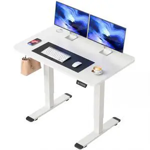 Standing Desk Electric Adjustable Desk Large 40 x 24 Sit Stand Up Desk Home Office Computer Desk Memory Preset with T-Shaped Metal Bracket, White Standing Desk Electric Adjustable Desk Large 40 x 24 Sit Stand Up Desk Home Office Computer Desk Memory Preset with T-Shaped Metal Bracket, White