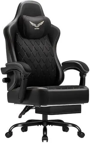 Big and Tall Gaming Chair with Adjustable Lumbar Support, Breathable Fabric Ergonomic Computer Office Chair, High-Back Reclining Video Game Chair with Footrest for Adults (Black) Big and Tall Gaming Chair with Adjustable Lumbar Support, Breathable Fabric Ergonomic Computer Office Chair, High-Back Reclining Video Game Chair with Footrest for Adults (Black)