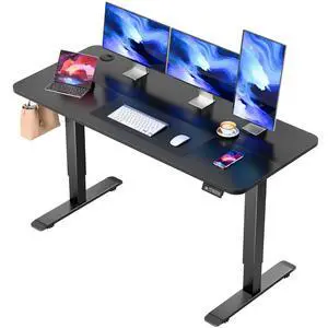 Standing Desk Electric Adjustable Desk Large 55 x 24 Sit Stand Up Desk Home Office Computer Desk Memory Preset with T-Shaped Metal Bracket, Black Standing Desk Electric Adjustable Desk Large 55 x 24 Sit Stand Up Desk Home Office Computer Desk Memory Preset with T-Shaped Metal Bracket, Black