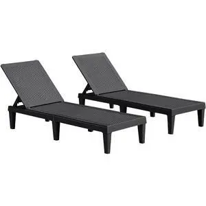 Patio Chaise Lounge Chair Set of 2 Outdoor PE Waterproof Adjustable Easy Assembly Lounge Chairs for Outside Pool Garden Deck Beach (Black, Set of 2) Patio Chaise Lounge Chair Set of 2 Outdoor PE Waterproof Adjustable Easy Assembly Lounge Chairs for Outside Pool Garden Deck Beach (Black, Set of 2)
